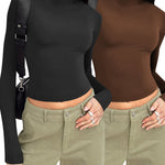 Nadorine Women Turtleneck Casual Long Sleeve Shirts Tight T-Shirts