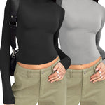 Nadorine Women Turtleneck Casual Long Sleeve Shirts Tight T-Shirts