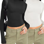 Nadorine Women Turtleneck Casual Long Sleeve Shirts Tight T-Shirts