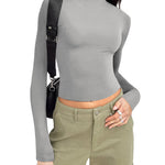 Nadorine Women Turtleneck Casual Long Sleeve Shirts Tight T-Shirts