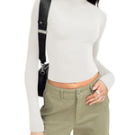 Nadorine Women Turtleneck Casual Long Sleeve Shirts Tight T-Shirts