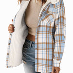 Zeagoo Womens Plaid Shacket Jacket Long Sleeve Fleece Hooded Jackets