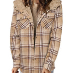 Zeagoo Womens Plaid Shacket Jacket Long Sleeve Fleece Hooded Jackets