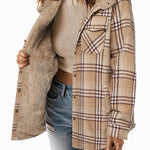 Zeagoo Womens Plaid Shacket Jacket Long Sleeve Fleece Hooded Jackets
