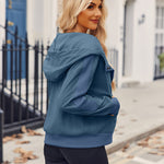 Zeagoo Womens Corduroy Knit Hoodies Zip Up Shirt Jacket
