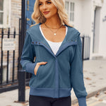 Zeagoo Womens Corduroy Knit Hoodies Zip Up Shirt Jacket