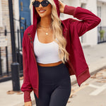 Zeagoo Womens Corduroy Knit Hoodies Zip Up Shirt Jacket