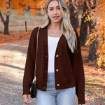 Nadorine Women's Cropped Cardigan 2024 Fall Button Sweaters