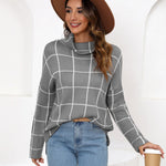 Zeagoo Womens Turtleneck Sweaters Color Block Cozy Knit Pullover