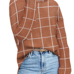 Zeagoo Womens Turtleneck Sweaters Color Block Cozy Knit Pullover
