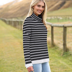 Zeagoo Womens Turtleneck Sweaters Color Block Cozy Knit Pullover