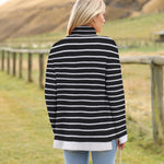 Zeagoo Womens Turtleneck Sweaters Color Block Cozy Knit Pullover
