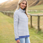 Zeagoo Womens Turtleneck Sweaters Color Block Cozy Knit Pullover