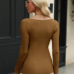 Nadorine Sweaters for Women Long Sleeve V Neck Ribbed Knit Tops