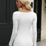 Nadorine Sweaters for Women Long Sleeve V Neck Ribbed Knit Tops