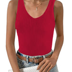 Zeagoo Womens Ribbed Tank Tops V Neck Slim Fit Knit Basic Tee