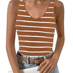 Zeagoo Womens Ribbed Tank Tops V Neck Slim Fit Knit Basic Tee
