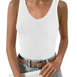 Zeagoo Womens Ribbed Tank Tops V Neck Slim Fit Knit Basic Tee