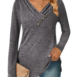 Nadorine Women's Casual Tunic Tops Long Sleeve Shirts
