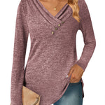 Nadorine Women's Casual Tunic Tops Long Sleeve Shirts