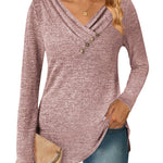Nadorine Women's Casual Tunic Tops Long Sleeve Shirts