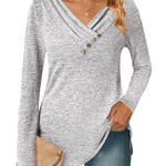 Nadorine Women's Casual Tunic Tops Long Sleeve Shirts