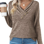 Nadorine Women's Casual Tunic Tops Long Sleeve Shirts