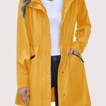 Nadorine Women Rain Jacket Waterproof Lightweight Long Hooded Raincoat