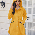 Nadorine Women Rain Jacket Waterproof Lightweight Long Hooded Raincoat