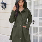 Nadorine Women Rain Jacket Waterproof Lightweight Long Hooded Raincoat