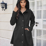 Nadorine Women Rain Jacket Waterproof Lightweight Long Hooded Raincoat