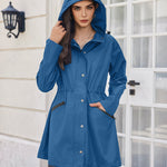 Nadorine Women Rain Jacket Waterproof Lightweight Long Hooded Raincoat