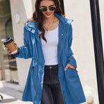 Nadorine Women Rain Jacket Waterproof Lightweight Long Hooded Raincoat