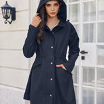 Nadorine Women Rain Jacket Waterproof Lightweight Long Hooded Raincoat