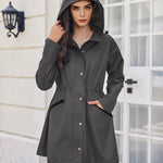 Nadorine Women Rain Jacket Waterproof Lightweight Long Hooded Raincoat