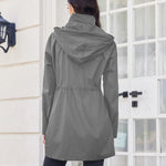 Nadorine Women Rain Jacket Waterproof Lightweight Long Hooded Raincoat
