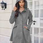 Nadorine Women Rain Jacket Waterproof Lightweight Long Hooded Raincoat