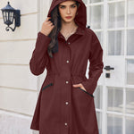 Nadorine Women Rain Jacket Waterproof Lightweight Long Hooded Raincoat