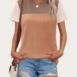 Zeagoo Womens Casual Color Block Tops Short Sleeve T Shirts