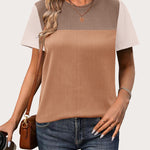 Zeagoo Womens Casual Color Block Tops Short Sleeve T Shirts