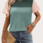 Zeagoo Womens Casual Color Block Tops Short Sleeve T Shirts
