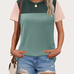 Zeagoo Womens Casual Color Block Tops Short Sleeve T Shirts