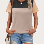 Zeagoo Womens Casual Color Block Tops Short Sleeve T Shirts