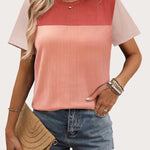Zeagoo Womens Casual Color Block Tops Short Sleeve T Shirts