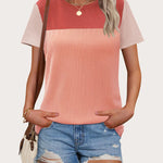 Zeagoo Womens Casual Color Block Tops Short Sleeve T Shirts