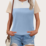 Zeagoo Womens Casual Color Block Tops Short Sleeve T Shirts