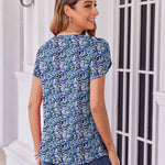 Nadorine Tops Petal Short Sleeve Casual Crew Neck Shirts