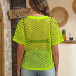 Nadorine Mesh T Shirts Short Sleeve Hollow Out Shirts