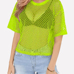 Nadorine Mesh T Shirts Short Sleeve Hollow Out Shirts