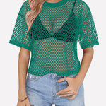 Nadorine Mesh T Shirts Short Sleeve Hollow Out Shirts